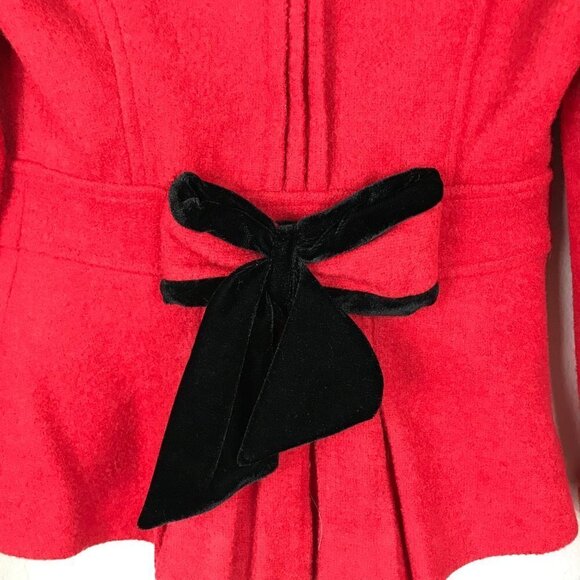 Qton Los Angeles Red Wool Blend Velvet Trim Blazer Size Small - Picture 6 of 12
